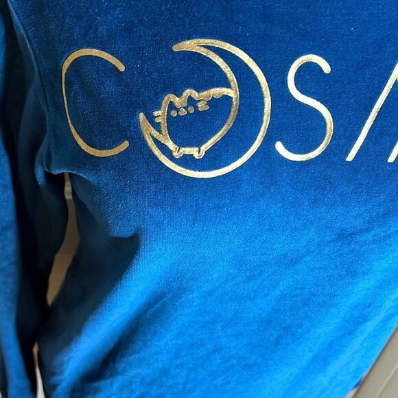 Pusheen Cat Velour “Cosmic” Hoodie Navy Royal Blue Sweatshirt Size Extra Small - Picture 2 of 5